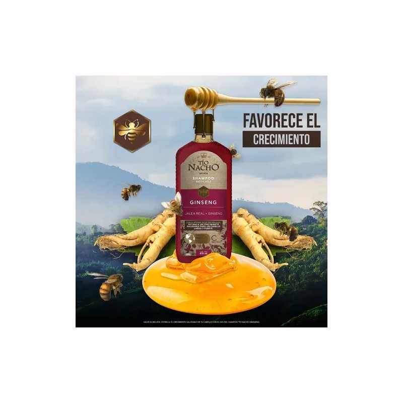 Shampoo Tío Nacho Ginseng + Jalea Real Anti-Caída 415 ml