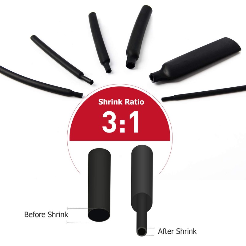 Nilight 130 Pcs 3:1 Heat Shrink Tubing Kit Dual Wall