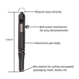 cool hand Gear Bolt Action Pen, Aluminum Ballpoint Pen with Replaceable Refill, EDC Pen Metal Cool Tactical Pen for Indoor Outdoor Writing Tool, Black