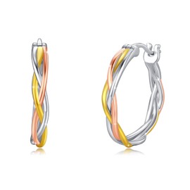 MEDWISE Celtic Earrings 925 Sterling Silver 18mm Hoop Earrings with Rose Gold Celtic Jewelry for Women Daughter Mother Gifts for Birthday Christmas Valentines