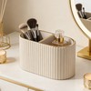 KINGFOM Makeup Brush Holder Organizer with Divider, PU Leather Vanity
