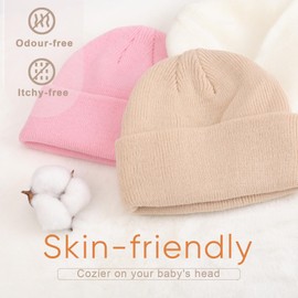 DRESHOW Toddler Beanie Children's Winter Hats Kids Soft Knitted Unisex Hat for Baby Boys Girls Warm Hat Hats for 3 Months - 7 Years, 3 Pack Hats: White/Beige/Pink