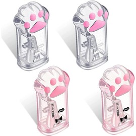 4Pcs Pink and Grey Manual Pencils Sharpeners Kids Cat Claw Pencil Sharpener Stationery with Lid for Office Home Supplies Pencil Sharpeners