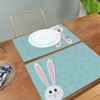 Rabbit Placemats Set of 4,Easter Bunny Eggs Table Place Washable