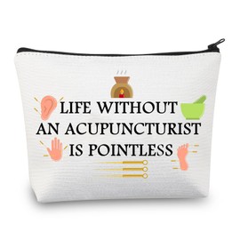 BDPWSS Life Without Acupuncturist is Pointless Makeup Bag Acupuncturist Gift Acupuncture Therapist Gift Acupuncture Love Gift (Life Acupuncturist CA)