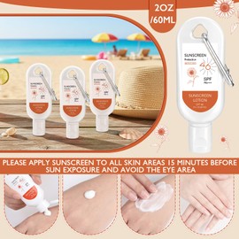 Leelosp 6 Pcs SPF 46 Mini Sunscreen with Carabiner 1oz/30ml Multi-pack Travel Water Resistant Sunscreen for Women Mother's Day Summer Beach Trip Gift Supplies Wedding Bridal Shower Thank Guest Gift