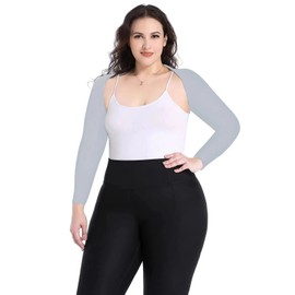Plus Size Advanced Cooling Shawl Arm Sleeves Sun Protection for Women Breathable Anti-UV Golf & Outdoor Sports Cooler Shrug(Gray,XL)