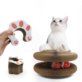 Cat kurlz,Cat Scratching Board Toy with a Ball,Magic Organ Cat Scratch Board Foldable Accordion Cat Toy