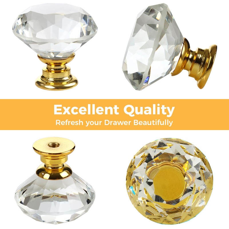 DEELF 26 Packs Kitchen Cabinet Knobs, 30 mm Crystal Cabinet