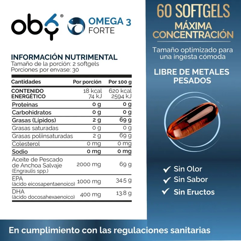 Omega 3 Diamond Forte 2000mg Aceite Anchoa | Máxima Pureza