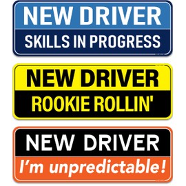 HEY-OKEY New Driver Magnet for Car - Funny 3-Pack Please Be Patient Reflective Magnetic Bumper Sticker Set - Removable Novice Rookie Safety Attention Sign - Weather-Resistant - 10 x 3.5 inch