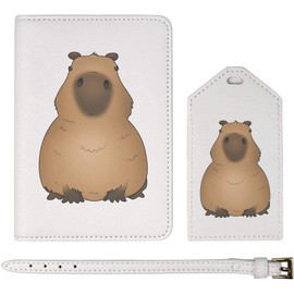 Azeeda 'Grumpy Capybara' Passport Cover & Luggage Tag Travel Set (PA00021625)