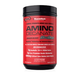 MuscleMeds Amino DECANATE, Intra, Post Workout Drink, Full Spectrum Amino Acid Complex, Leucine, Muscle Recovery, Fruit Punch, 30 Servings