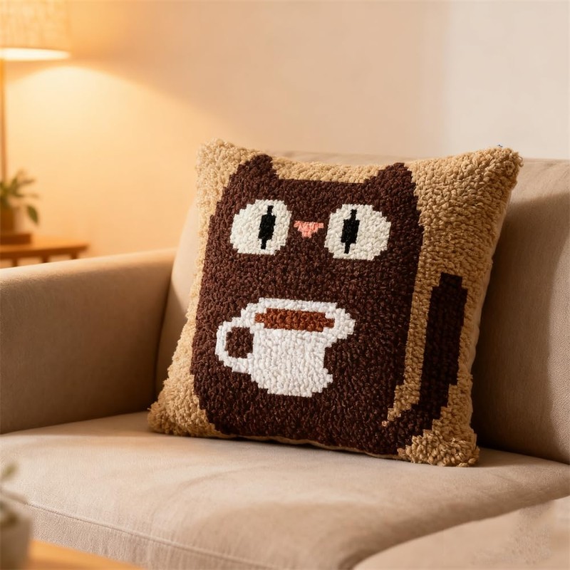 DIY Latch Hook Pillow Kit Cactus Desert and Sunset 43x43cm-2