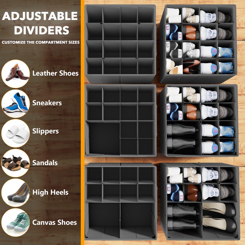 SpaceAid Shoe Organizer for Closet, 2 Pack Foldable Shoe Storage