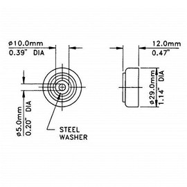 Penn Elcon Rubber Foot with Steel Washer for Speaker Cabs, Amplifiers, Stereo Equipment Diameter: 1.14 Inch Height: 1/2 Inch F1633