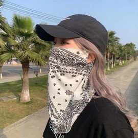 Mask Face Cover Fashion Mask Paisley Non-slip Black 4ea