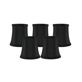 Meriville Set of 5 Black Faux Silk Clip On Chandelier Lamp Shades, 3.5-inch by 4.5-inch by 4.5-inch