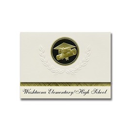 Signature Announcements Washtucna Elementary/High School (Washtucna, WA) Graduation Announcements, Presidential Basic Pack 25 Cap & Diploma Seal. Black & Gold.