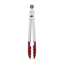 KitchenAid Silicone Stainless Steel Tongs, 12 Inch, Red