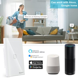 HeuxGir WiFi Smart Light Switch, Glass Panel Light Switch Work with Smart Life/Tuya App,2.4GHz Tuya Smart Switch,Compatible with Alexa and Google Home,Neutral Wire Required.(1W)