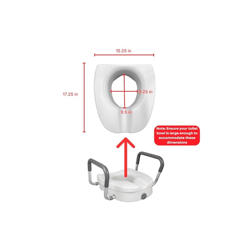 RMS Raised Toilet Seat - 5 Inch Elevated Riser with