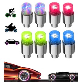 YUERWOVER LED Tire Lights for Car 8 Pack Trucks Valve Stem Cap Bike Golf Cart Firefly Wheel Light Bicycle Waterproof Motor Tyre Spoke Lamp for Boy Girl Men Women with 10 Extra Batteries(Mixcolor)