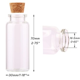 MaxMau 30ml Cork Stoppers Glass Bottles, Small Jars for Candy Wishing Bottle Wedding Favors (12 Sets)