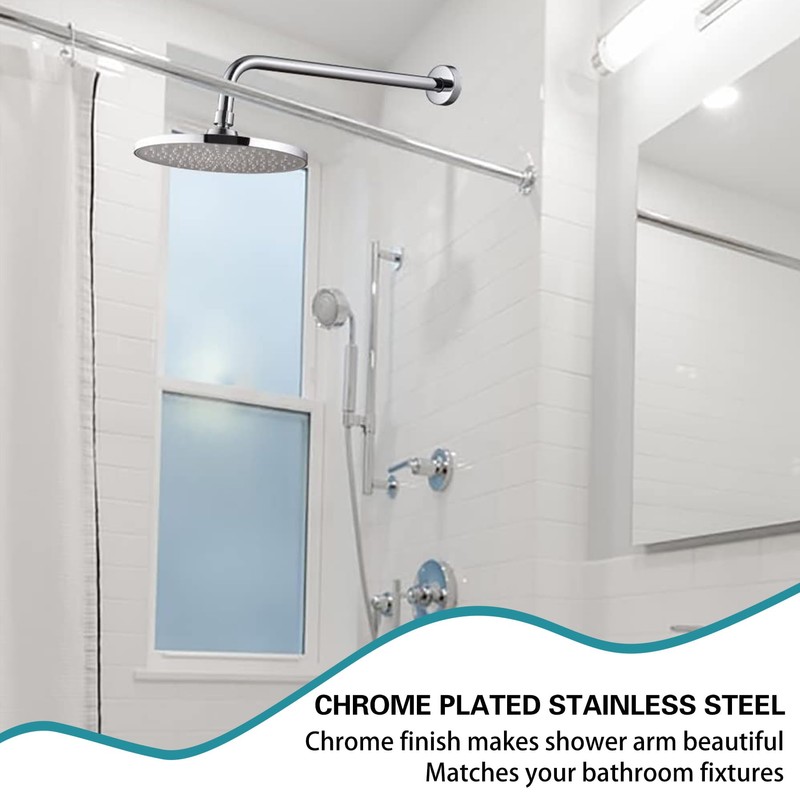 12 Inch Shower Arm with Flange,Stainless Steel 90 Degree Rain