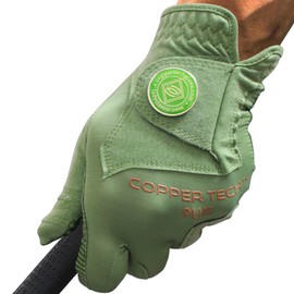 Copper Tech Men's Golf Gloves - Optimal Wrist Support with Copper Infused Thread - 100% AAA Synthetic Tacky Leather - Perfect for Summer & Fall Golfing - Golf Gloves Men (Hand Orientation: Both Hand)