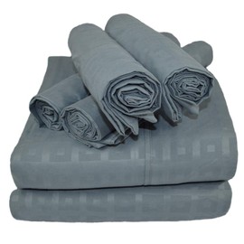 Victoria Valenti Embossed Sheet Set with 4 Pillow Cases, Double Brushed and Ultra Soft with Deep Pockets for Extra Deep Mattress, Microfiber, King Gray