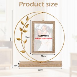 BOUFEIDA Gold Picture Frame, 10 x 15 cm Picture Frame, Vintage, Modern Photo Frame with Double HD High-Quality Glass and High-Quality Metal, for 2 Photos, Birthday Festival Gifts for Mum, Grandma