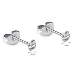 1 Pair Implant Grade Titanium Stud Earrings Set Hypoallergenic 3mm 4mm 5mm 6mm Cubic Zirconia G23 Titanium Earring Studs for Women Men for Sensitive Ear (3mm clear)