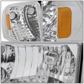 Auto Dynasty Chrome Housing Amber Corner Headlight+Corner Lamps+Tool Kit Compatible with Dodge Ram 1500 2500 3500 94-02