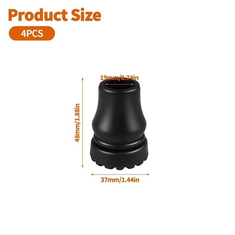 Cane Tips 3/4 Inch, Heavy Duty Rubber Cane Tips Replacement