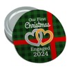 Our First Christmas Engaged 2024 Hearts Green Plaid Round Rubber