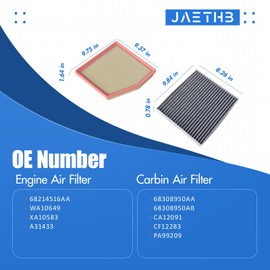 Engine & Cabin Air Filter Set for Chrysler-3.6L V6 Grand Caravan(2021-2023) Voyager(2020-2025) Pacifica (2017-2024) Replace: 68214516AA A31433 WA10649 XA10583 68308950AB 68308950AA CA12091 CF12283