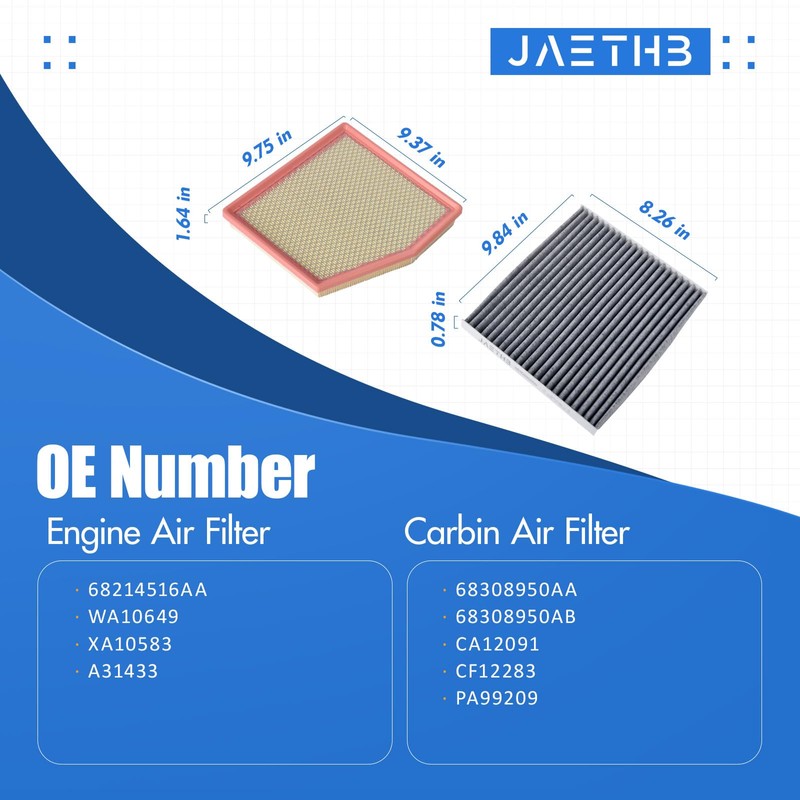Engine & Cabin Air Filter Set for Chrysler-3.6L V6 Grand