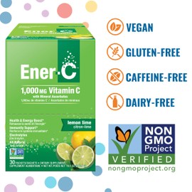 Ener-C Multivitamin Drink Mix - Vitamin Packets for Water, Electrolytes Powder Packets, Vitamin Drink Mix, Hydration Liquid Mix, Immune Booster for Adults, Healthy Energy - Lemon Lime, 60 Count