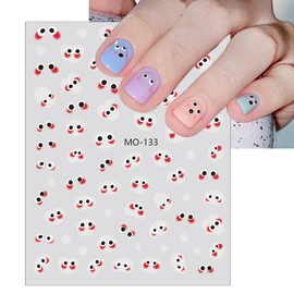3pcs Colorful Cute Big Mouth Nail Art Stickers 5D Embossed Weird Big Mouth Monster Eyes Jelly Nail Stickers Expression Face Suitable for Women Children DIY Nail Art Decoration