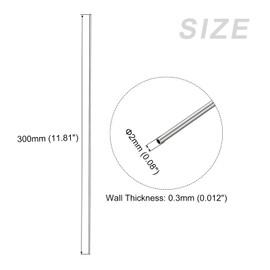 METALLIXITY 304 Stainless Steel Tubes Outer Diameter 0.01 inch (2 mm) x Wall Thickness 0.01 inch (0.3 mm) x Length 11.8 inches (300 mm) Set of 4 for Straight Pipe, Home Furnishing, Machinery