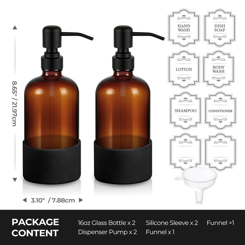 Homepicker 16 oz Hand and Dish Soap Dispenser Set for