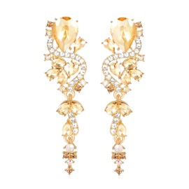 Champagne Rhinestone Statement Drop Dangle Earrings Dangling Sparkly Crystal Bridal Bridesmaid Wedding Earrings Long Chandelier Teardrop Earrings for Women Prom Party