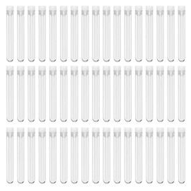 Aramanara 200 Pcs Plastic Test Tubes with Lids, 12 x 75 mm Transparent Sample Test Tubes, Empty Reusable Test Tubes for Laboratory Liquid Powder DIY Craft
