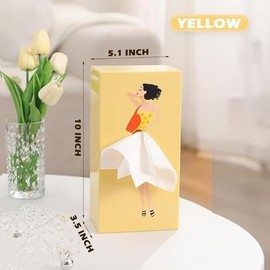 Creative Tissue Boxes Holder - Facial Tissue Holder， Lady Funny Skirt Tissue Box Cover Design for Facial Tissues, Napkins, Office & Living Room Decor (Yellow)
