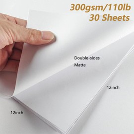 White Cardstock 12x12inch, 300gsm/110lb Thick Card Stock Cover Paper 30 Sheet Craft Paper for Scrapbooking, Home, School, Office, Craft Painting Art Works