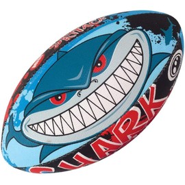 Optimum Rugby Ball - Balanced and Responsive for Accurate Handling and Kicking of Top-Performing Rugby Balls - Perfect for Training and Gameplay - 2-Ply 410g Ball - Shark Attack - 4