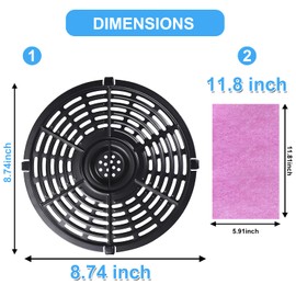 Bandeja de repuesto para freidora de aire, placa redonda mejorada de 5.0 cuartos de galón, revestimiento antiadherente, accesorios para freidora de aire con parachoques de goma, abeto para Gowise Chefman Dash PowerXL, etc., apta para lavaplatos