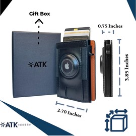 ATK AirTag Wallet for Men, RFID Blocking Pop-Up Credit Card Holder, Premium Genuine Leather, Smart Slim Wallet with 9-14 Card Capacity, ID Window & Cash Slot – Compatible (Slim Bifold, Black)