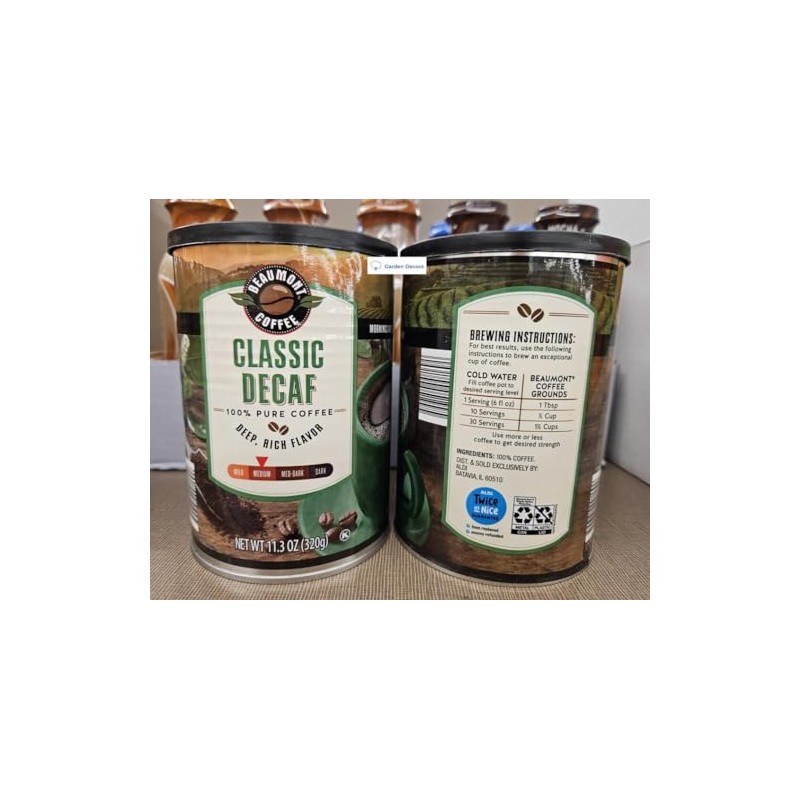 Generic Beaumont Coffee Classic Decaf 100% Pure Coffee Deep Rich